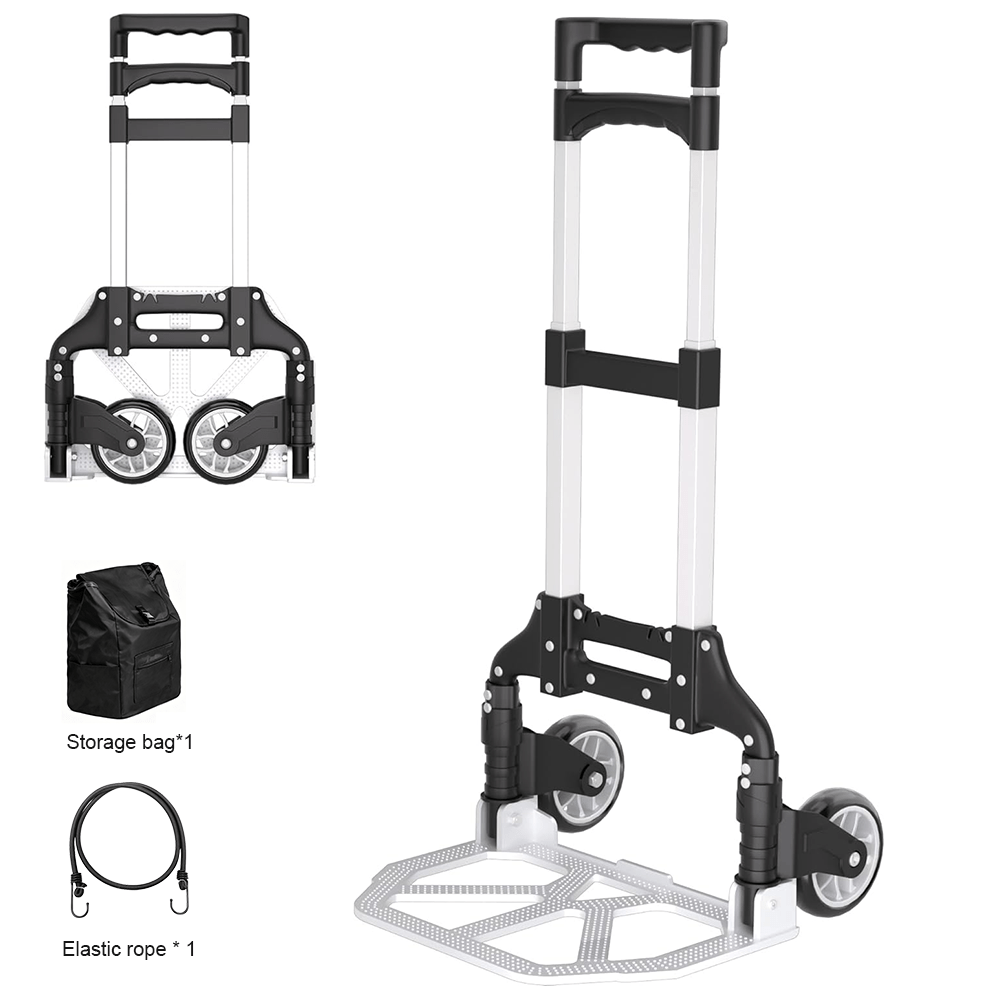 TEMU Handheld Folding Trolley Aluminum Portable Luggage Cart Folding Shopping Cart Up To 80kg Load-bearing Suitable For Mobile, Home, Car