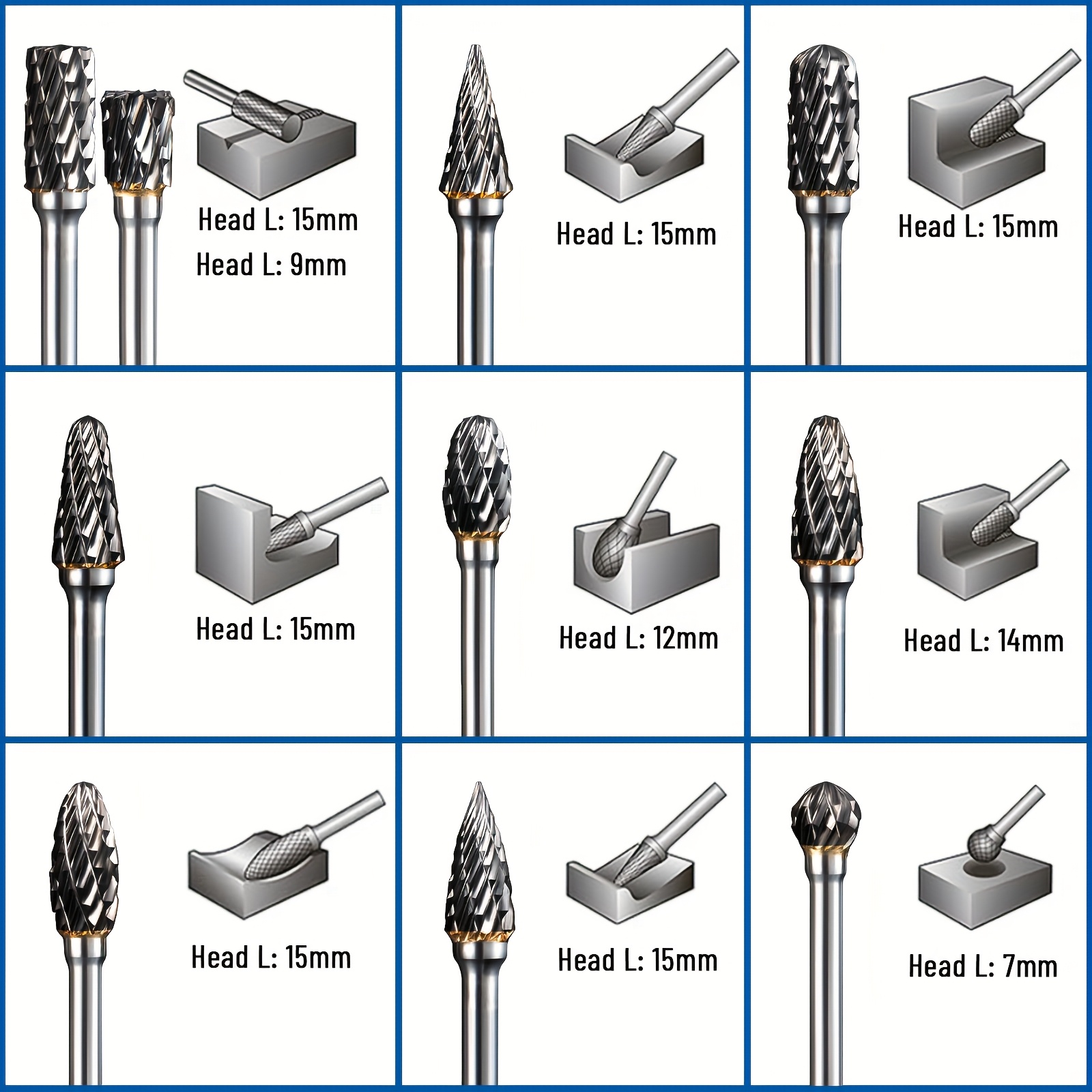 30 komada dvostruko sečeni karbidni rotacioni turpij set sa 1/8-inčnom drškom - teški karbidni set za brušenje i poliranje, precizni nastavci za brusilicu za obradu drveta, metala, plastike - kompatibilno sa električnim bušilicama i brusilicama