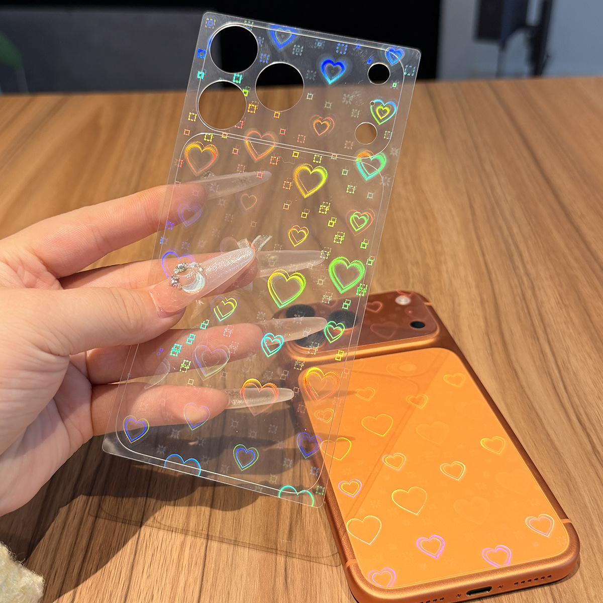 E-shop 1 Stück Transparente Holographische Funkelnde Sternenhimmel-Rückseitenfolie für iPhone 17 Pro & 17 Pro Max