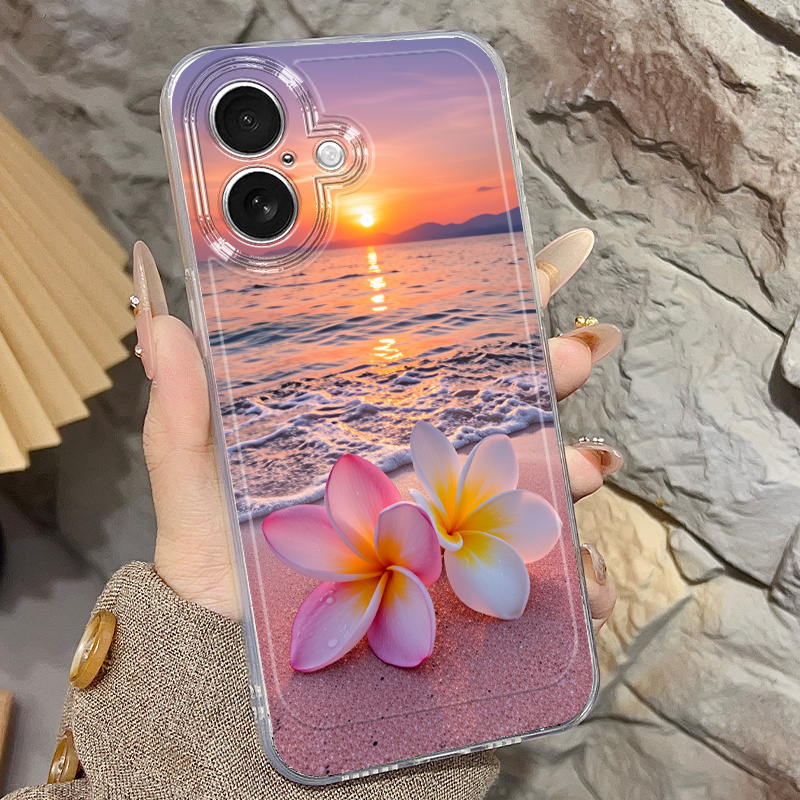 TEMU Coque de téléphone : Motif imprimé fleurs et , compatible avec iPhone 17 Air, 16e, 15, 14, 13, 12, 11 Pro Max, X, XS, XR, XSMAX, 7, 8, 6, 6S