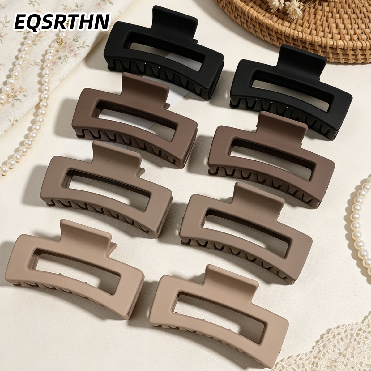 8pcs Large Matte Hair Claw Clips, Assorted Colors