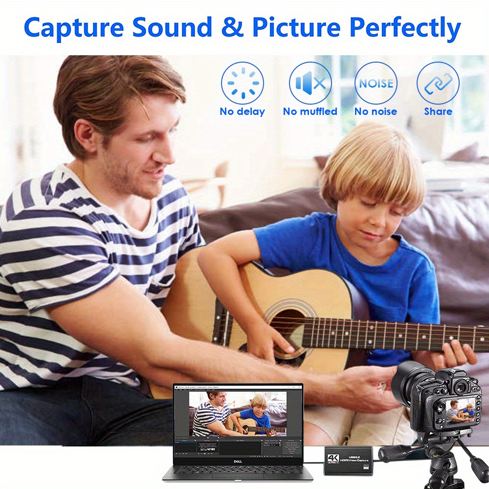 USB 3.0 HDTV Video 4K Ultra HD Capture Card, Live Video Data Camera for PS4 Game Console Recording Audio Capture with Loop Output Support, 1080P 60FPS
