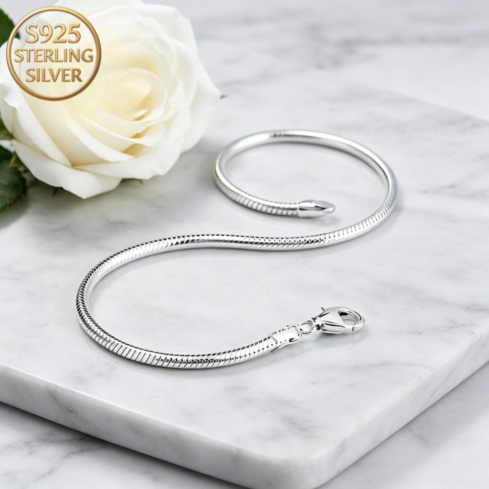 TEMU Bracelet chaîne os de italien en argent sterling 925, convient aux hommes et aux femmes, associé à des pendentifs , convient à toutes