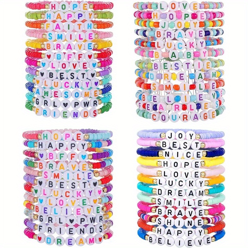 TEMU 48pcs Friendship Bracelets Sets Boho Stackable Bracelets For Women Surfer Clay Bead Bracelets Stretch Preppy Bracelets Colorful Boho Bracelets For Women