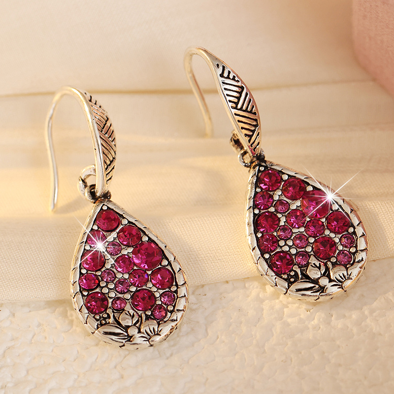 Women's Vintage Exquisite Teardrop Dangle Hook Earrings with Zirconia