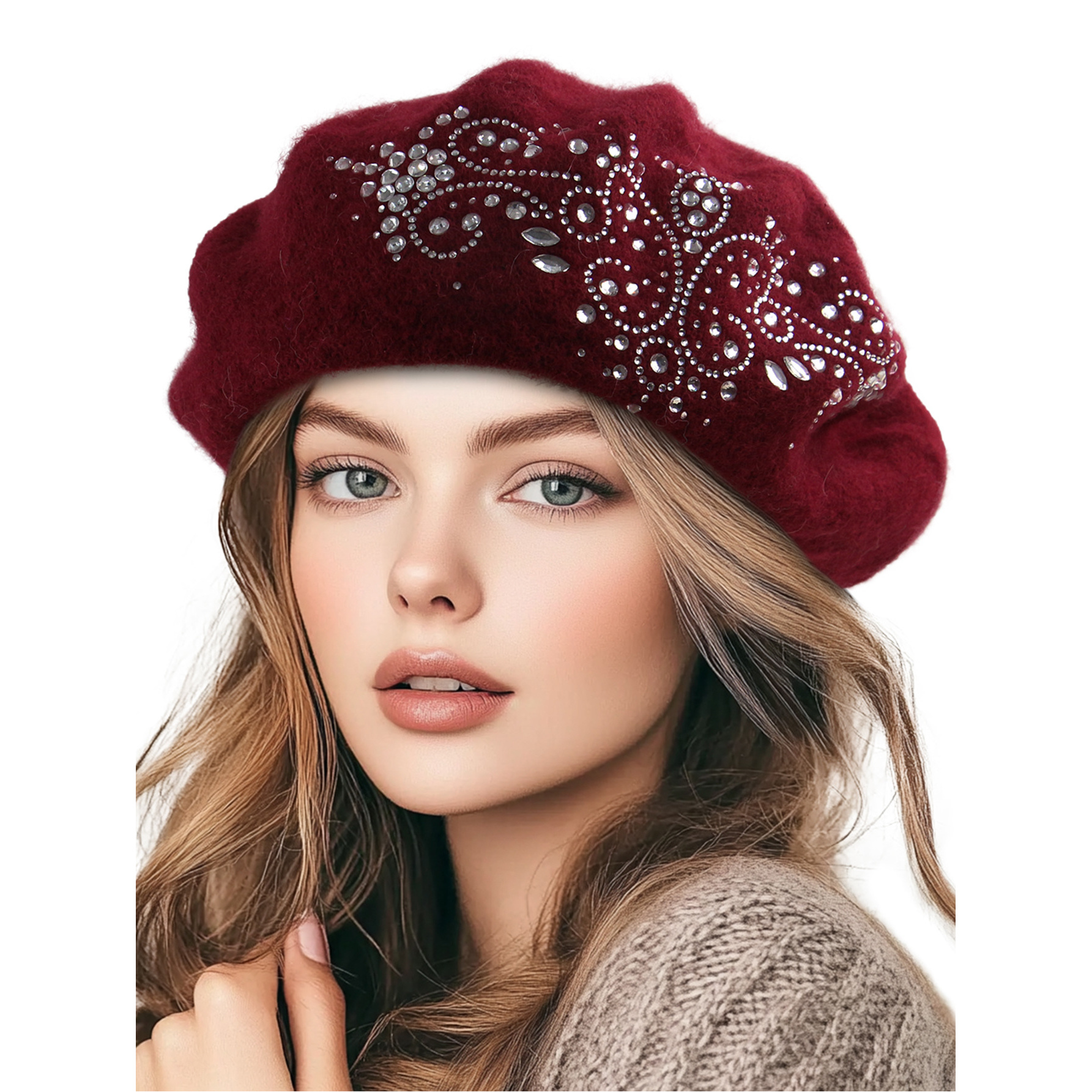 TEMU Luxury Rabbit Beret For Women In Autumn And Winter - Features Thick Ear Protection With A Retro Design, Suitable For Daily Commutes, Travel, And Party Attire