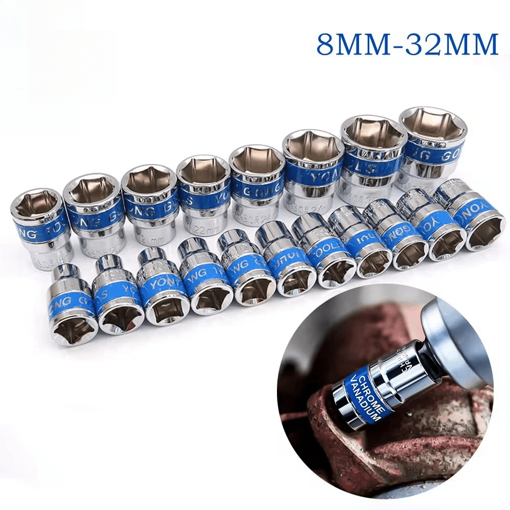 TEMU 8-32mm 1/2" Drive Deep Impact Socket Set Drive Metric Wrench Socket Deep Impact Socket Pneumatic Wrench Head Tire Removal Tools