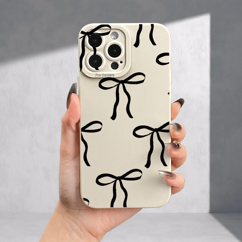 TEMU Bow Pattern Uv Phone Phone Matte Phone Full For Iphone 11 12 13 14 15 Xr X/xs 7 8 Se For Smartphone