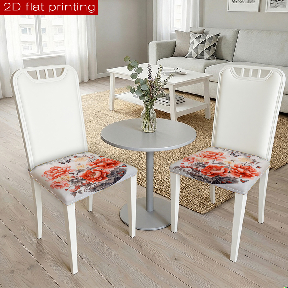Funda de cojín plana 2D, patrón estampado de jarrón de ramo colorido, protector de asiento para todas las estaciones, removible y lavable, decoración para el hogar y las fiestas, adecuado para dormitorio, sala de estar, Año Nuevo, Día de San Valentín, Pascua, Carnaval