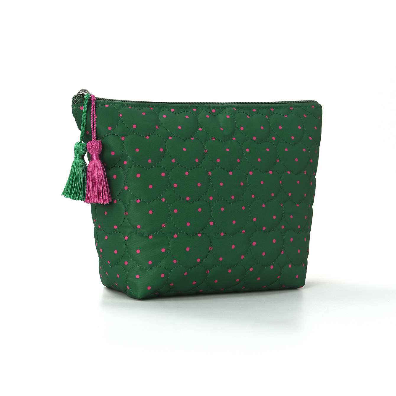 TEMU Retro Polka Dot Heart Quilted Makeup Bag For Women, Portable Large Capacity Storage Bag, Zipper Handbag With Tassels, Toiletry Bag, Travel