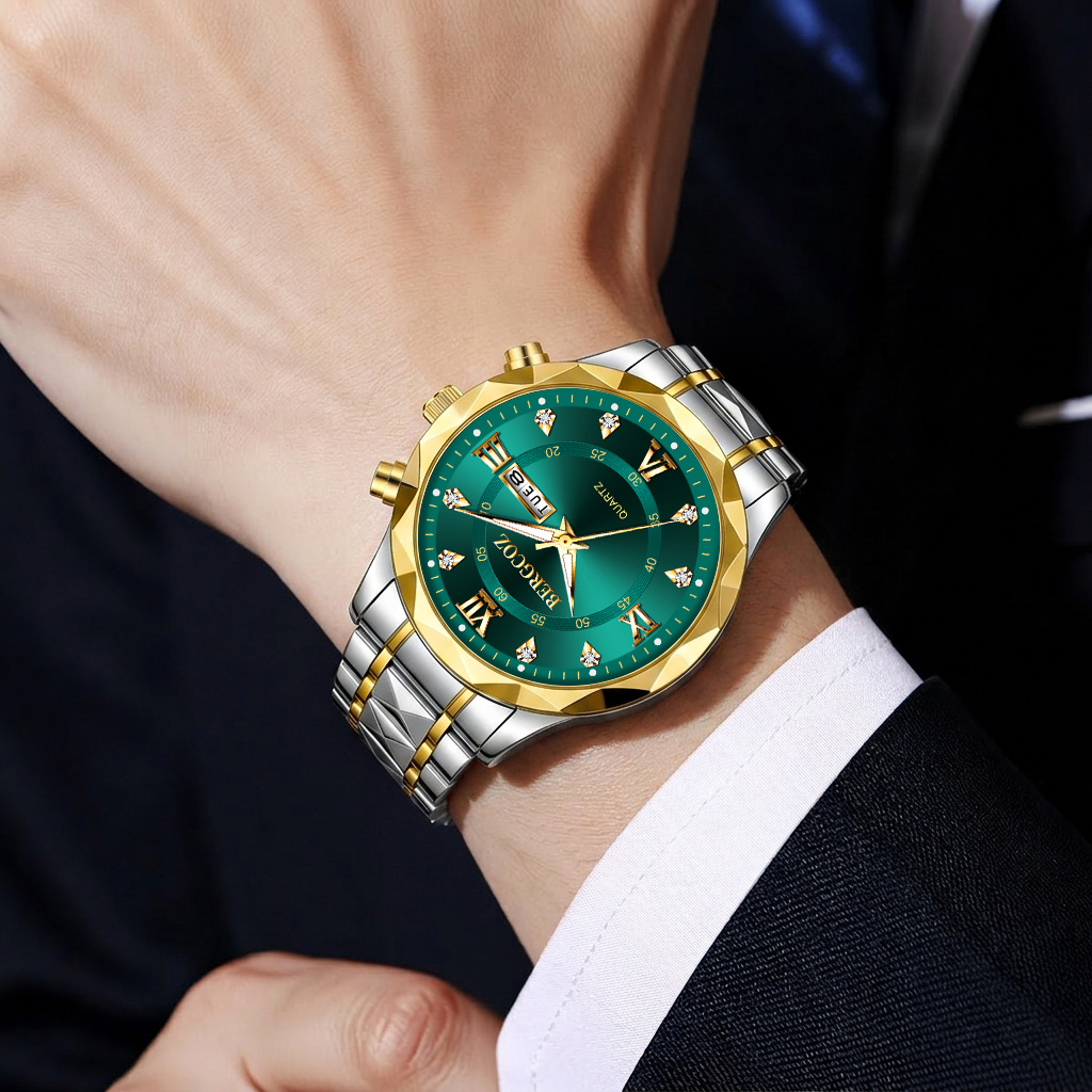 Men's Alloy Business Casual Watch with Silicone Strap