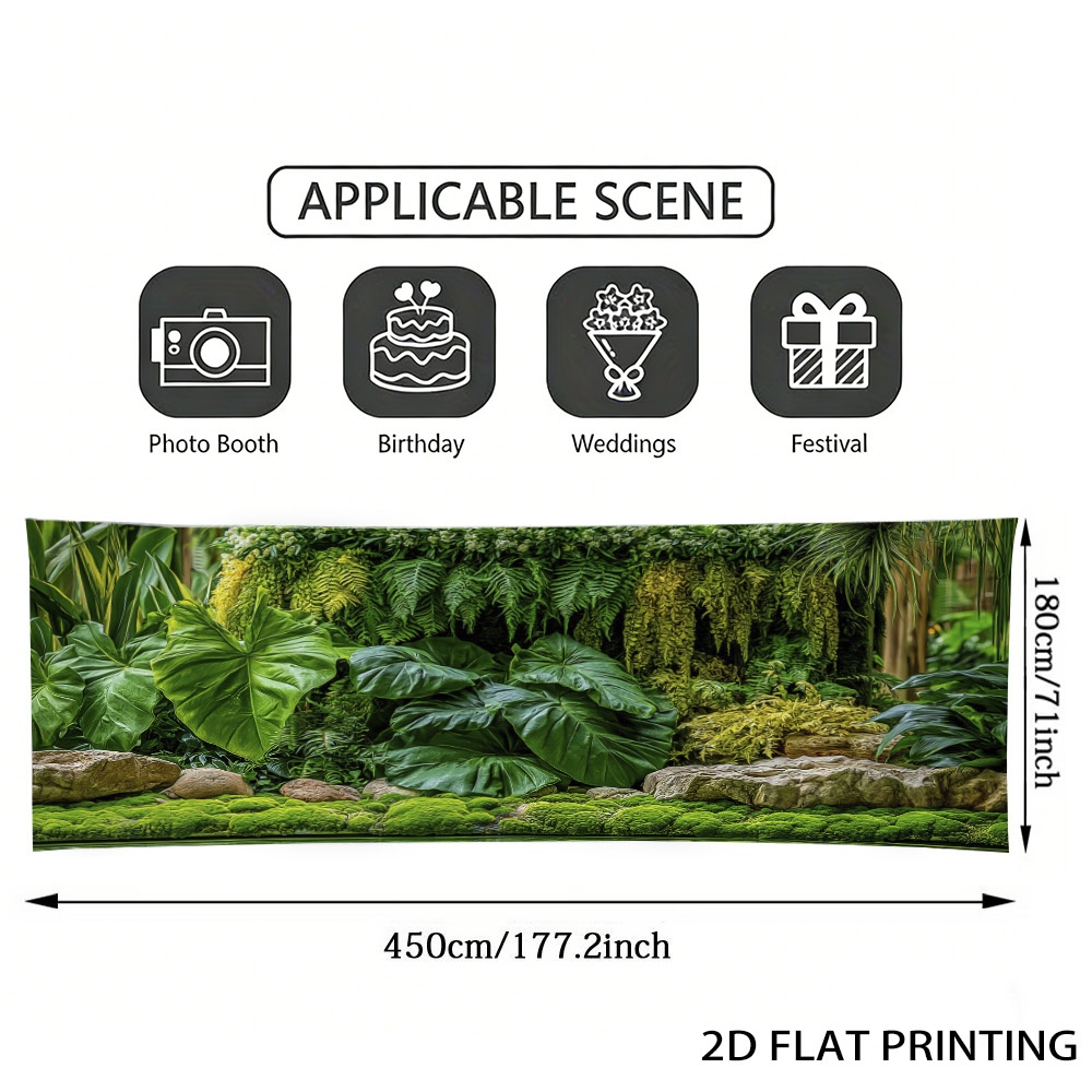 TEMU (2d Flat) 1pc Tropical Foliage Garage Door Banner, Decorative Fence, , Polyester Fiber, Suitable For Garden, Garage Door Trim, Birthday, Wind
