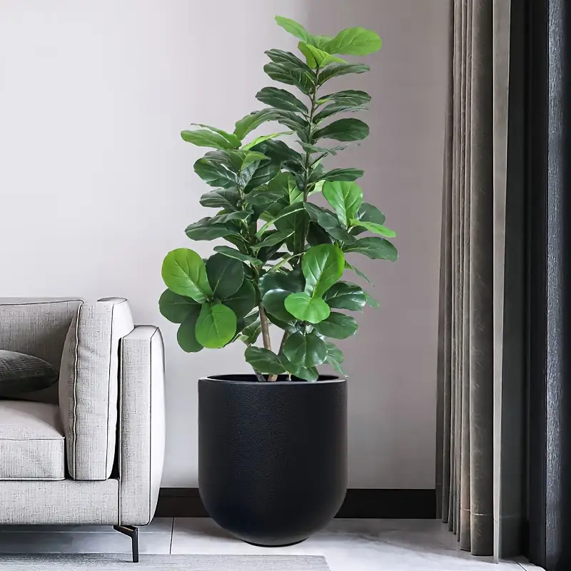 1 Nordic Modern Thickened Resin Large Flower Pot with Straight Round Design, All-Weather Lightweight and Durable Wine Glass Style, Smooth Surface with Drainage Hole, Suitable for Indoor/Outdoor Artificial Plants and Greenery | Perfect for Living Room