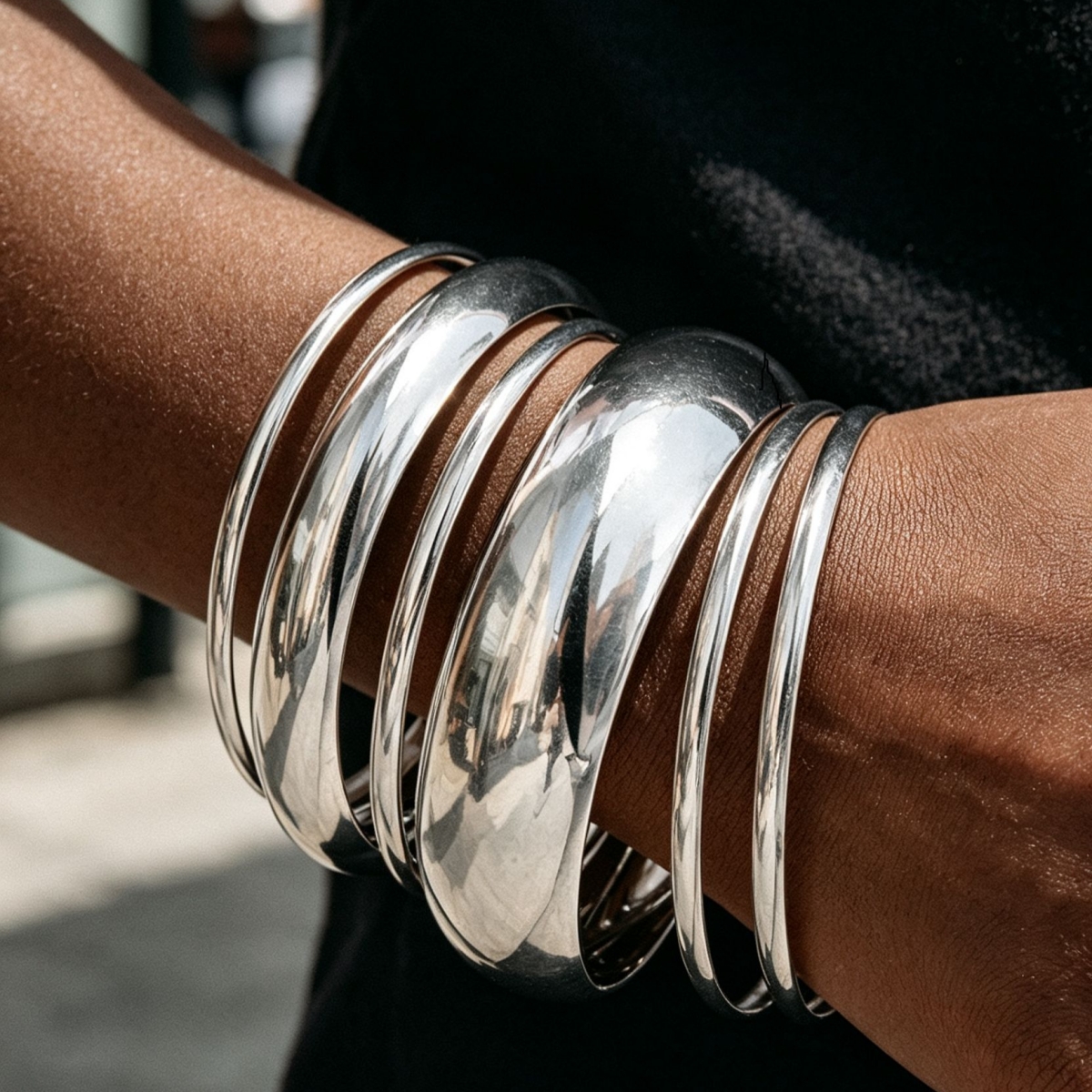 TEMU 6pcs Set Of Stylish, , And Geometric Glossy Circle Bangle Bracelets For Men, Suitable For Daily Commutes, Parties, And Gatherings
