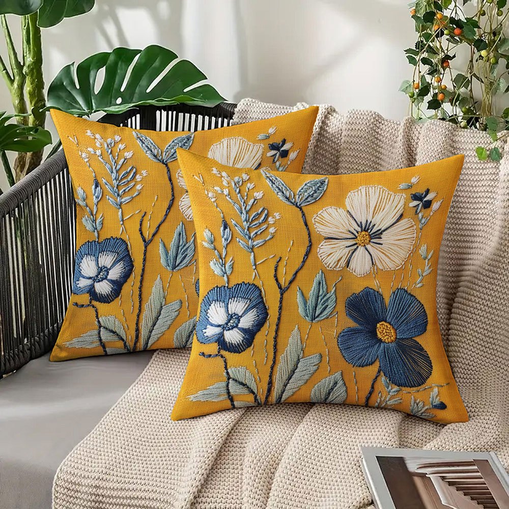 TEMU 2pcs Cushion Pads - 18x18 Inch Green/beige/gray/white Plant Print Sofa Bed Pillows, Zippered Removable Cover, Machine Washable Decorative