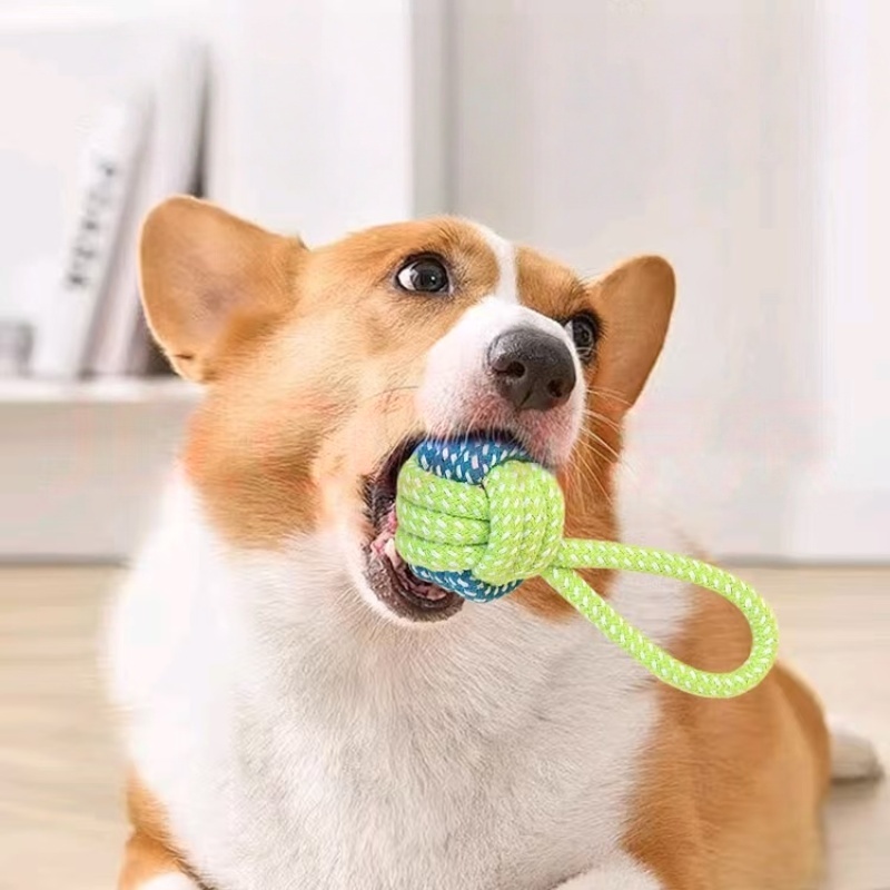 1pc Heavy-Duty Braided Rope Dog Chew Toy, Random Color Rope Ball with Textured Grip - Interlocked Rope Ball for Power Chewers, Teeth Cleaning And Training, Durable Molar - Suitable for Fetch