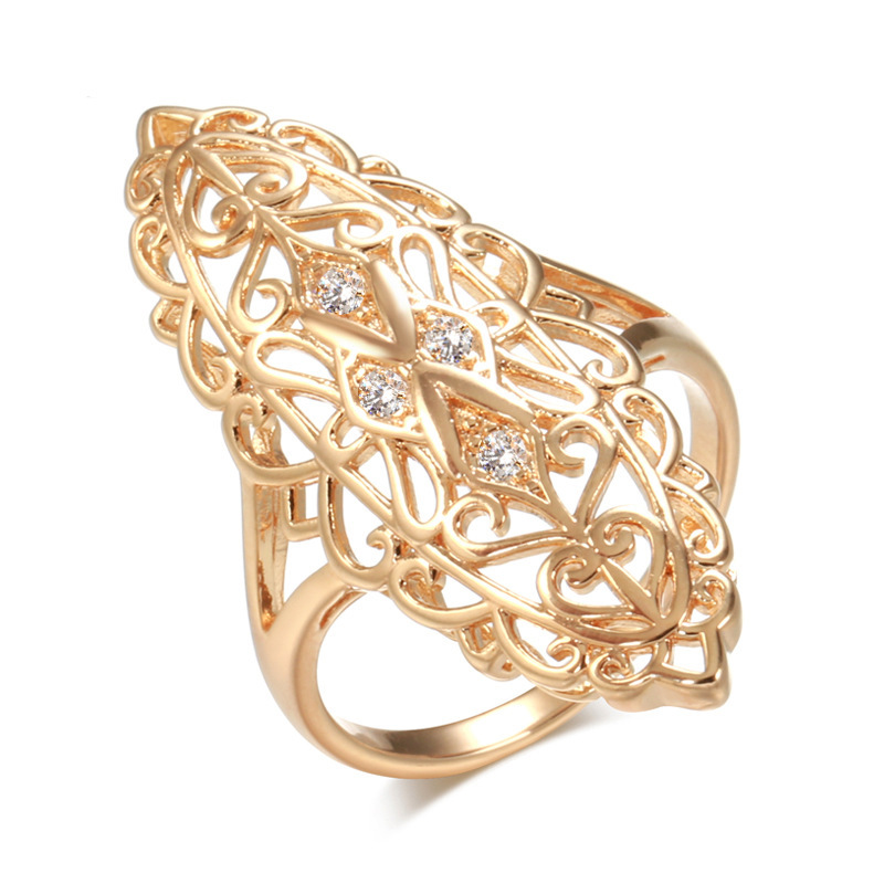 

1pc Elegant 14k Gold Plated Alloy Ring With Zirconia , Geometric Joint Design, Fashionable European And Jewelry