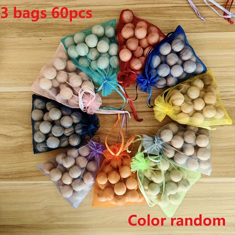TEMU Lot de 3 paquets de 60 boules de cèdre, pour armoires et tiroirs, convient pour armoires, meubles à chaussures, armoires de rangement et