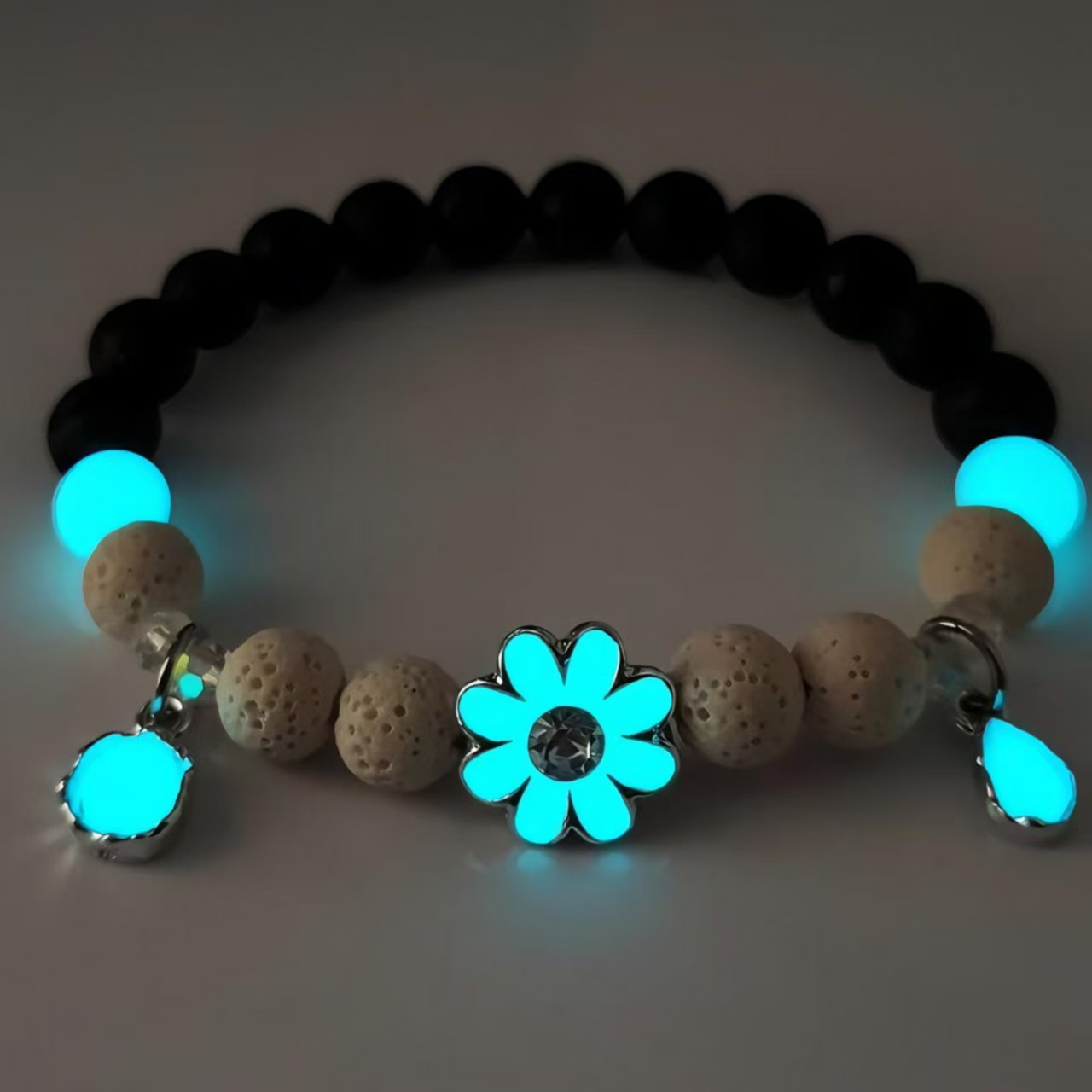 Image of New Individual Luminous Flower Bead Night Light Shimmering Wristband Unique Charm Hand Jewelry, Suitable For Couple Jewelry, Holiday Gifts, Party Gifts
