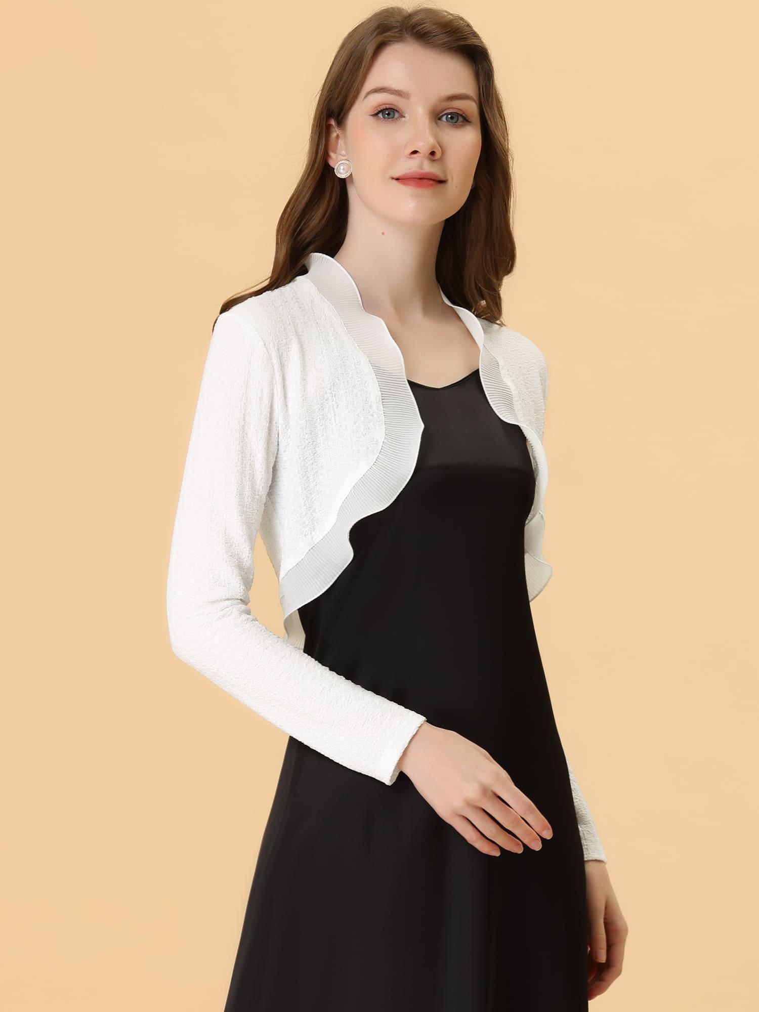 bolero shrug for evening dress Meichang Cropped Bolero Shrug for Women Soft Chiffon Open Front Sheer Cardigan Summer Short Sleeve Bolero Shrug Cardigan for Evening Dress, Women's,