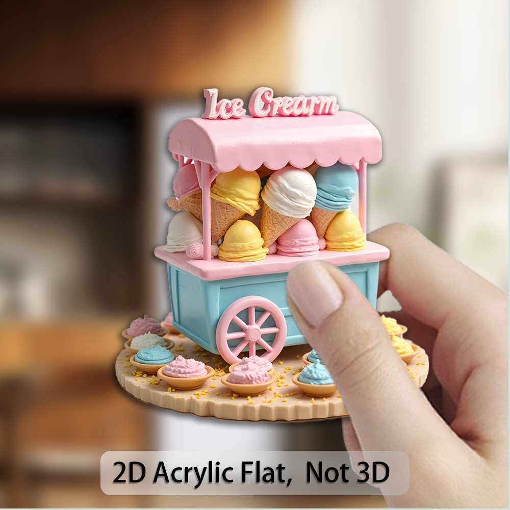 TEMU 1 Imán de Camión de Helados - Cuchara de Helado Suaves y de , Imán Acrílico para Refrigerador, para Amantes de , Artículo Decorativo, Imán para
