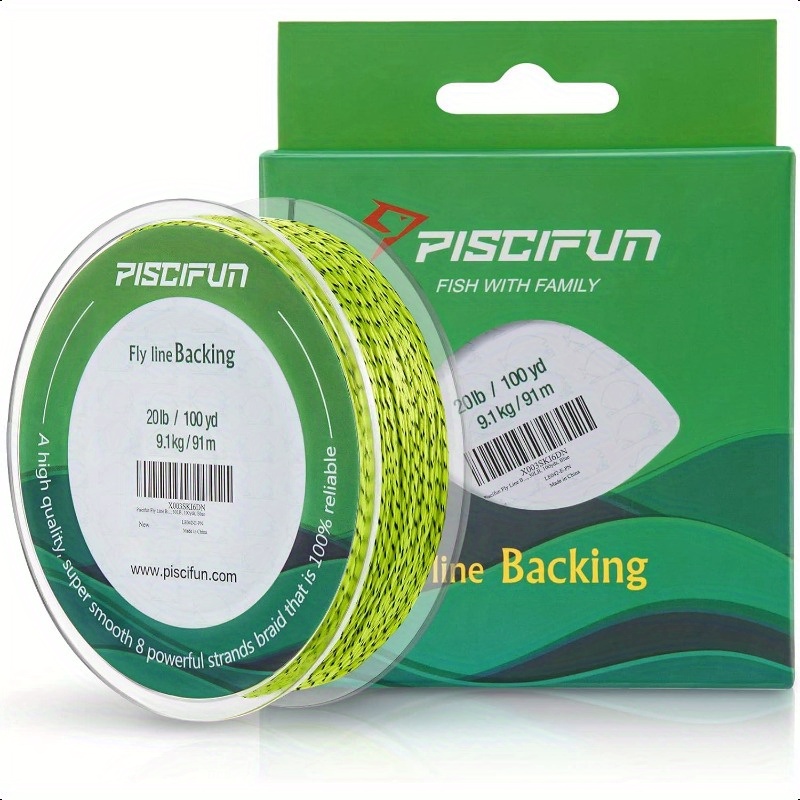Piscifun Fly Line Backing Braided Fly Backing Line with Orange White Fluorescent Yellow Color 20lb 30lb 100yd 300yd
