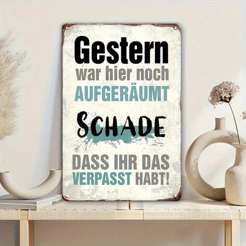 E-shop Gestern war organisiert, heute war verrückt" Metallschild - Vintage rustikale Eisen-Wanddekoration 8"x12" - Ideal für Zuhause, Büro, Bar, Café -