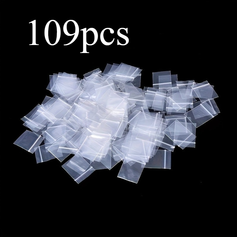 TEMU 109pcs/59pcs Bolsas de Joyería Transparentes Reutilizables de PVC, Cremallera Autosellante, Anti-Envejecimiento, Varios Tamaños de Mini Bolsas