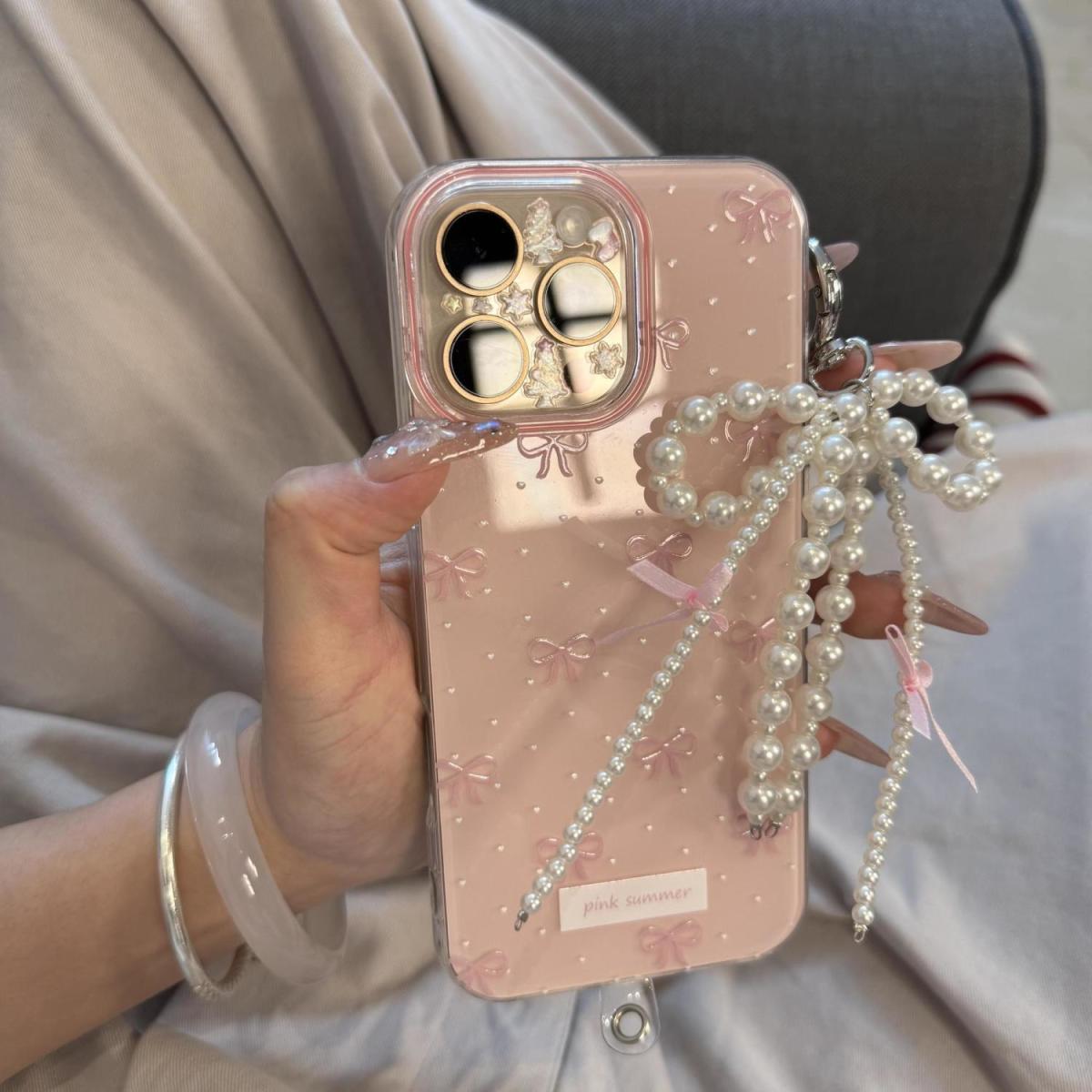 Girl's Foundation Polka Dot Bowknot New Double Layer Suitable for iPhone 14/15 Case 11 12 12pro 12pm 13 13P 13promax 14 14pro 14promax 14plus 15 15pro 15plus 15pm 16 16pro 16plus 16promax Phone Cover