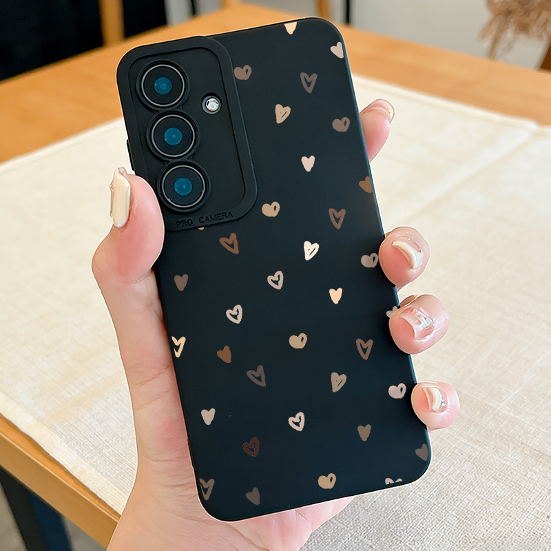 TEMU Phone Case: Suitable For Galaxy S26 -quality Silicone Phone Case Neutral Doodle Hearts Pattern Suitable For