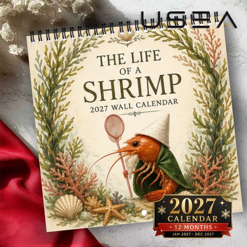 TEMU 2027 Wall Calendar,1pc 2027 Wall Calendar, 12 Month Yearly Organizer, Twin Wire Spiral Hanging Calendar, 8.3x8.3 Inch Square With Large Blocks,