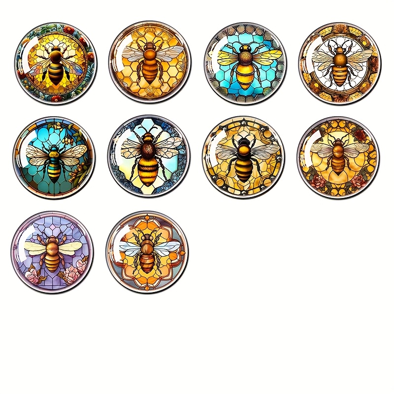 TEMU 10pcs Bee Time Gem 2d Flat Acrylic Fridge Magnets For Valentine's Day, New Year, Ramadan, 's Day, Easter - Decorative Stickers For Whiteboards,