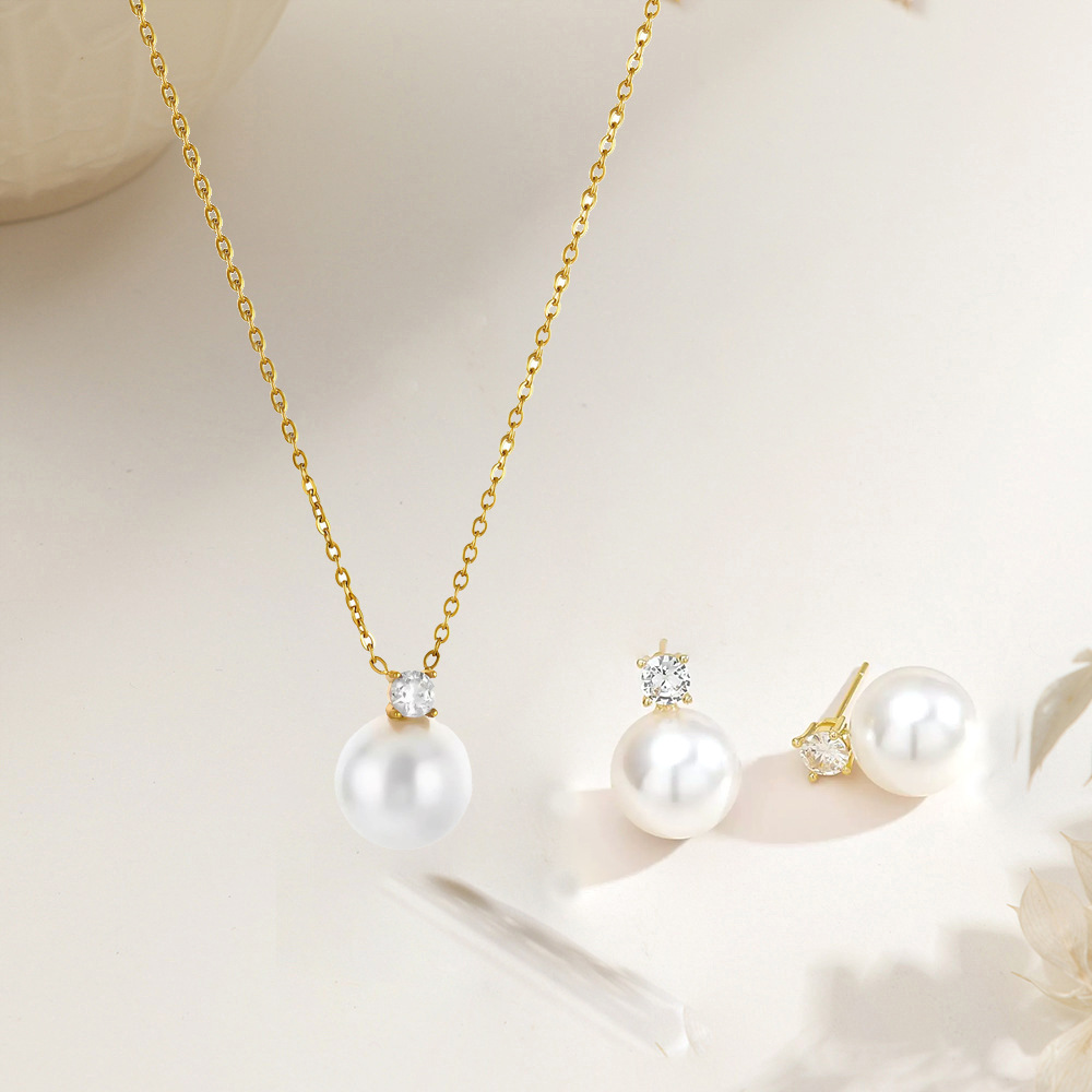 3pcs light luxury high end imitation pearl pendant necklace stud earrings inlaid with synthetic zirconia elegant and versatile earrings daily matching suitable as a gift for     and   details 0