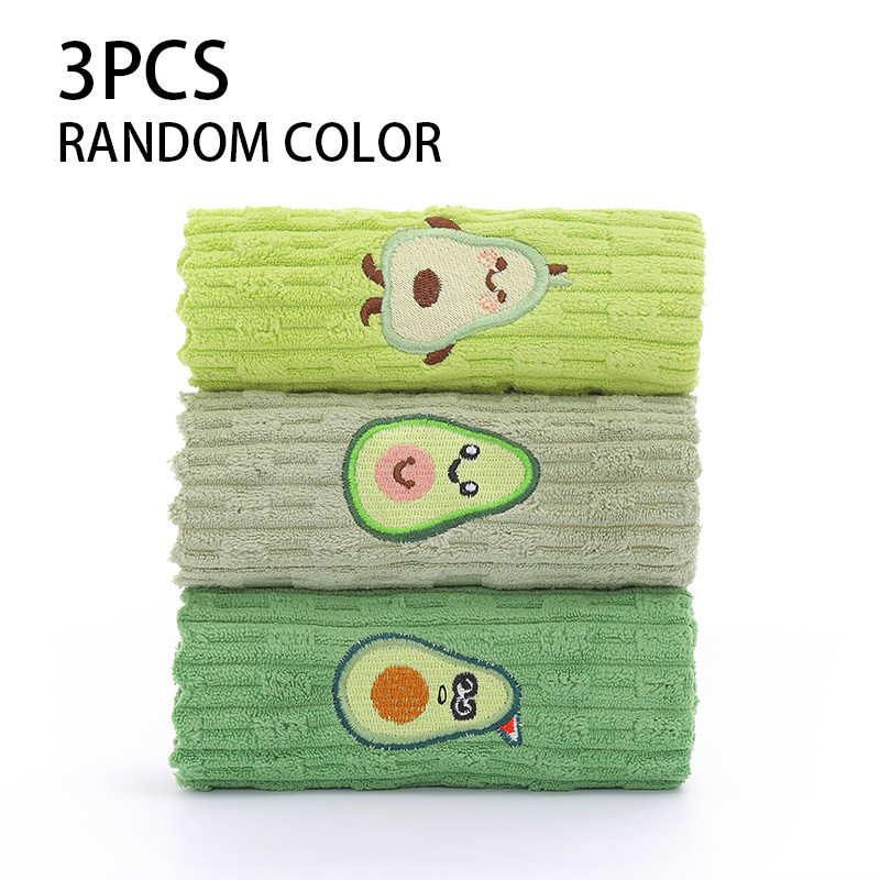 TEMU Lot de 3/6 pièces de chiffons de nettoyage série broderie avocat de couleur aléatoire, tampons à récurer épaissis, torchons multifonctionnels,