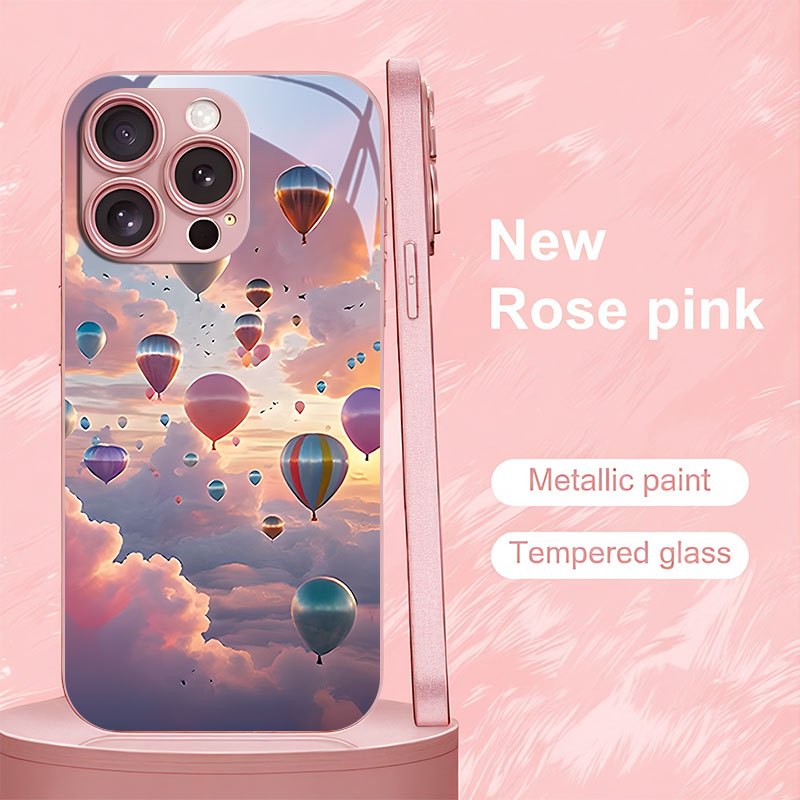 TEMU Phone Case: Multicolor Gradient Hot Air Balloon Print Phone Case. Compatible With Iphone 16/16 Pro/16 Pro Max/16 Plus/ Plus/15 Pro/15 Pro Max,