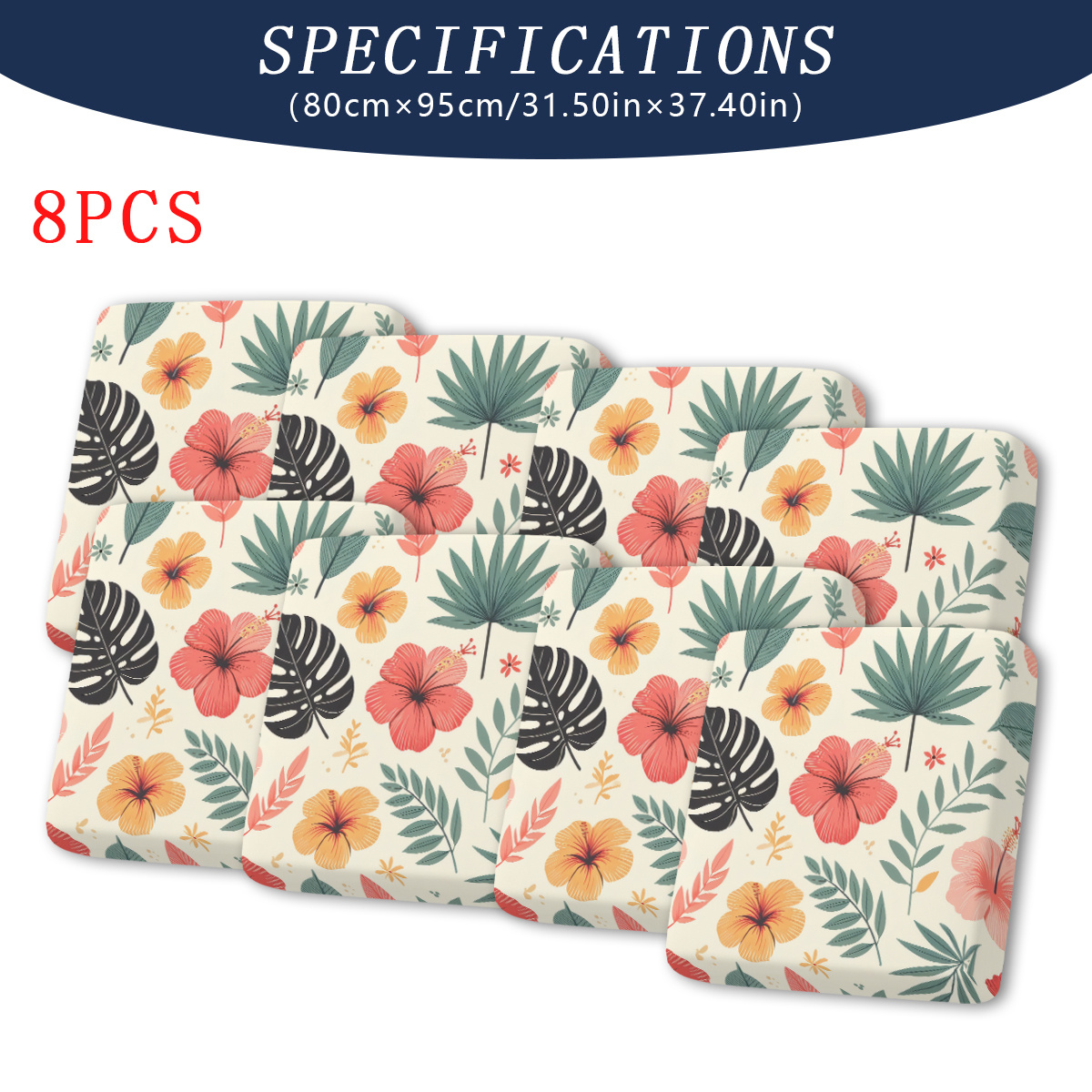 TEMU Ensemble de 2/6/8 coussins de canapé de jardin extérieur à de fleurs d'hibiscus pour plantes | Housses de canapé intérieures élastiques conçues