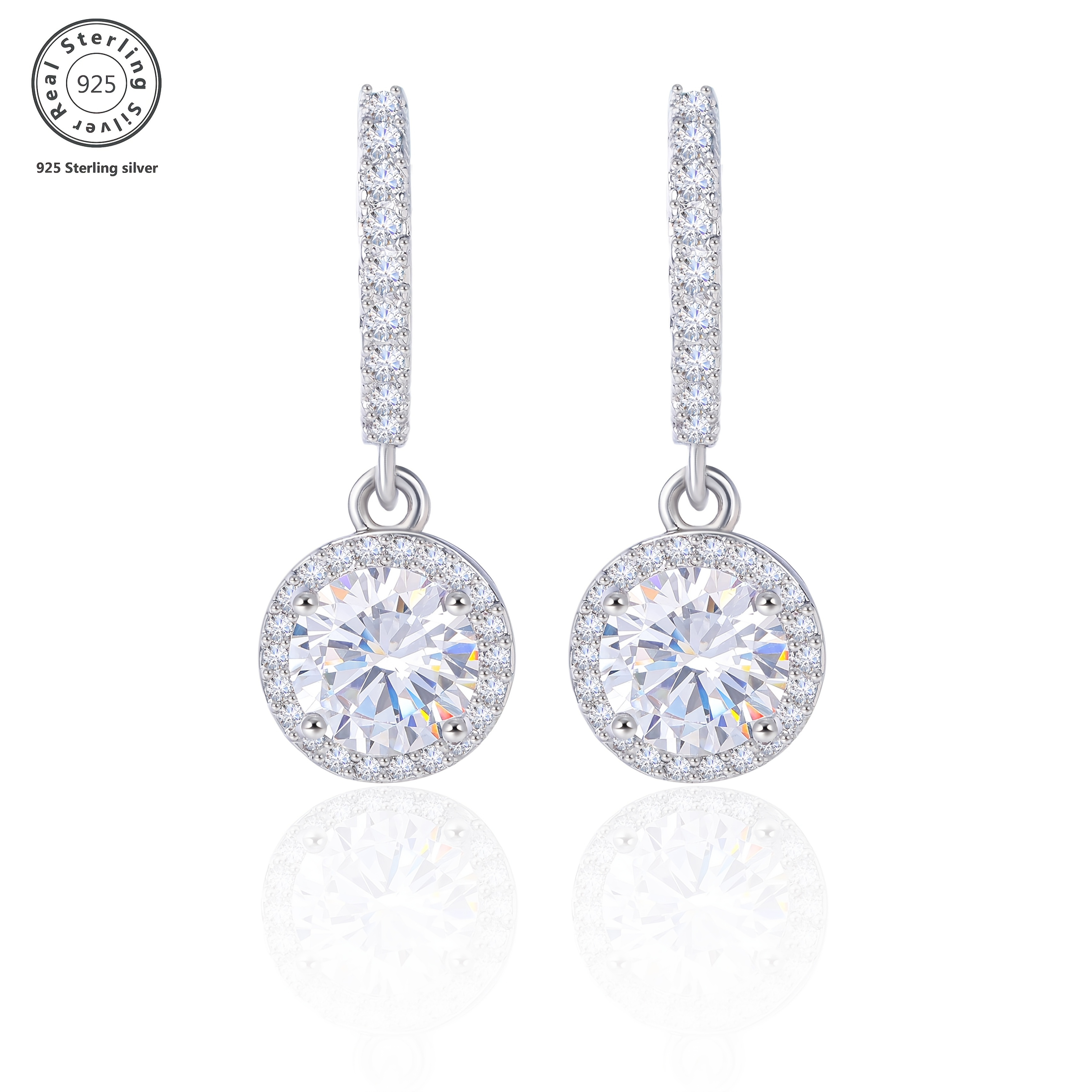 925 sterling silver womens round diamond studded earrings exquisite elegant fashionable and trendy   daily wear weddings birthdays festivals and anniversaries   a   box Product details 1