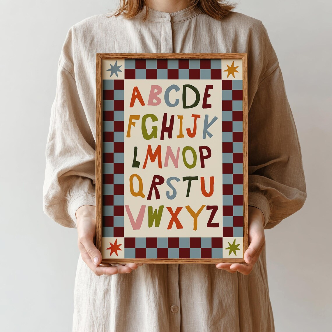 TEMU 2d Flat, Retro Alphabet - Colorful - Letters Canvas Print Suitable For, Room Decor, Housewarming Gifts, Birthday Presents, Unframed Horizontal