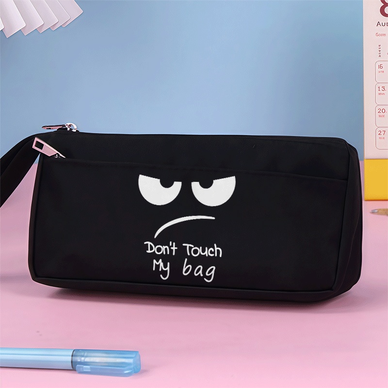 TEMU y divertido estuche de lápices con estampado "No toques mi bolso", bolsa de almacenamiento de papelería para , y moderno estuche para