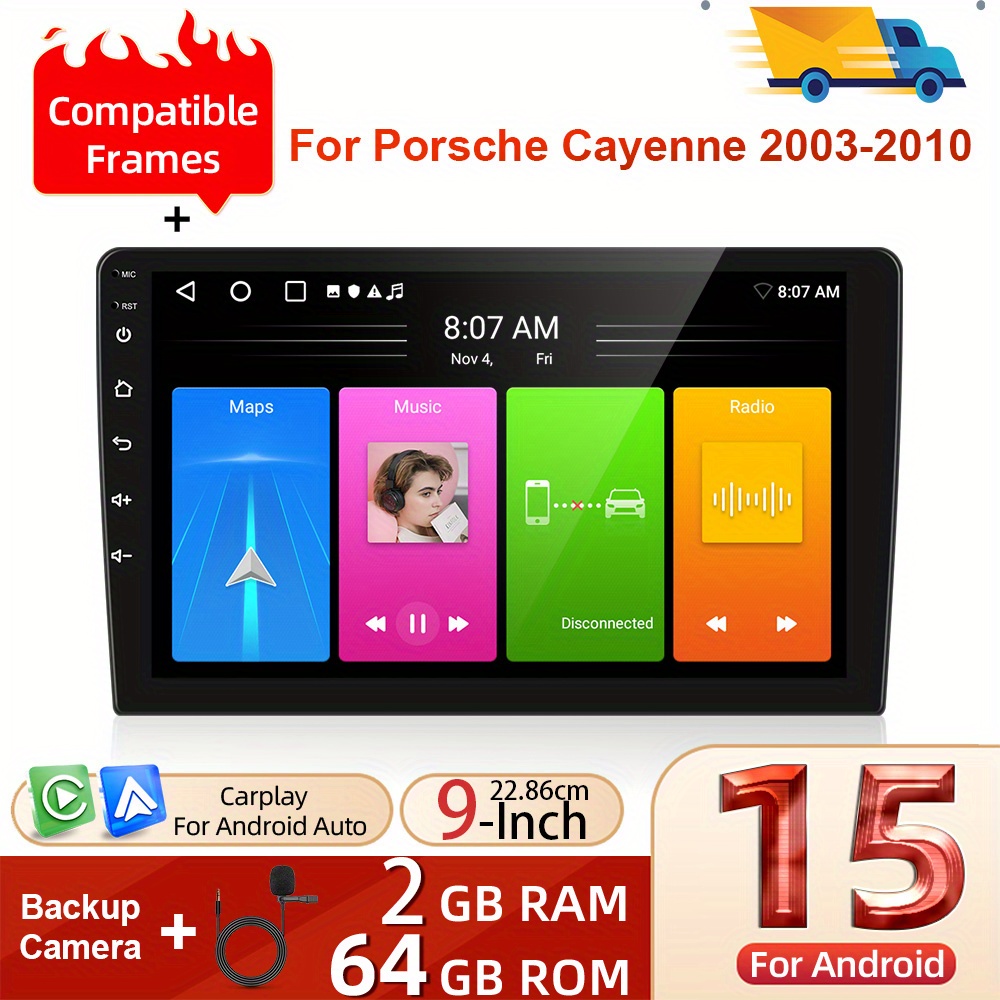 Image of [2g+64g] 15 For 2003-2010 (frame Included)double Din Car Stereo With Auto, Podofo 9 Inch Touch Screen 2 Din Car Radio With , Gps Navi Wifi/ Fm/ Rds Usb/ Swc+backup Camera+mic, Without Battery