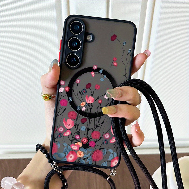TEMU Phone Case - 2025 New Creative -one Shock-resistant Colorful Lanyard Magnetic Phone Case Compatible With For Galaxy S25 S24 S23 S22 Fe S21  S20