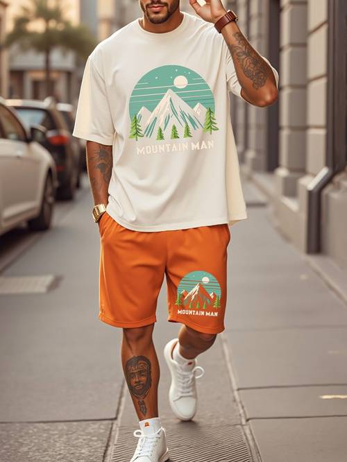 1854 large size mens short sleeved t shirt suit fashionable fat clothing plus size