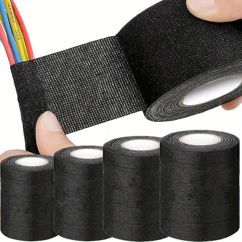 

2pcs 32.8ft Electrical Tape Heat-resistant Harness Bundle Insulation Auto Wiring Fabric Cloth Wrap Cable Organizer Adhesive Tapes