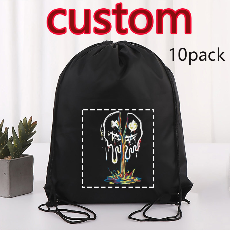 TEMU 10pcs Custom Drawstring Backpack With Logo/text/name, Personalized Gym Drawstring Backpack, Storage Travel Backpack