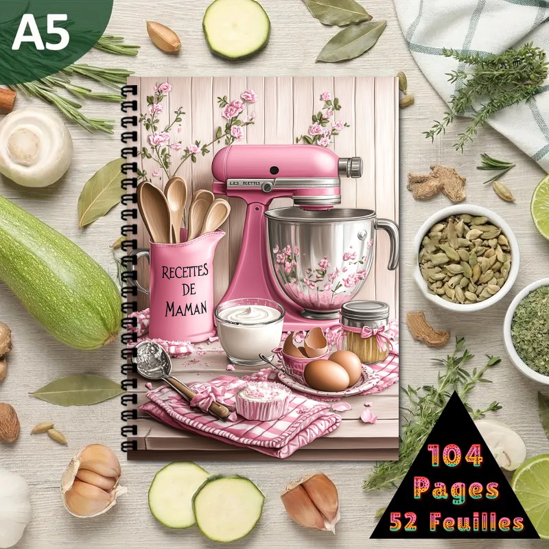 TEMU 1pc French Recipe Book | Spiral Binding Notebook A5 Recipe Collection Book For Men And Women - Can Hold Up To 100 Recipes, Baking Theme Design