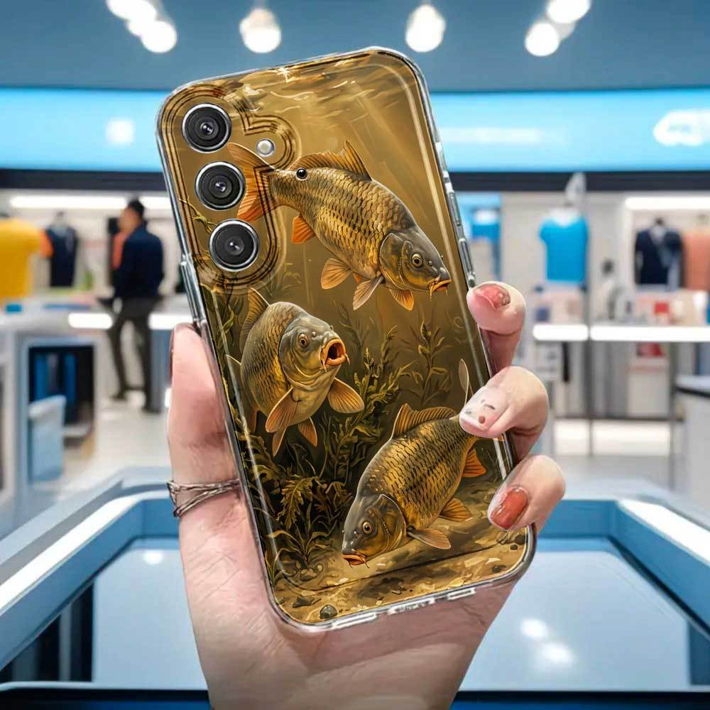 Image of Phone Case: Stylish Elegant Underwater Carp Fish Art Phone Case For A52, A73, S24, S26ultra, S25, A55, A54, S23+, S22 Plus, A72, S26, Scratch-resistant Perfect Gift, Vintage Retro Protective Cover