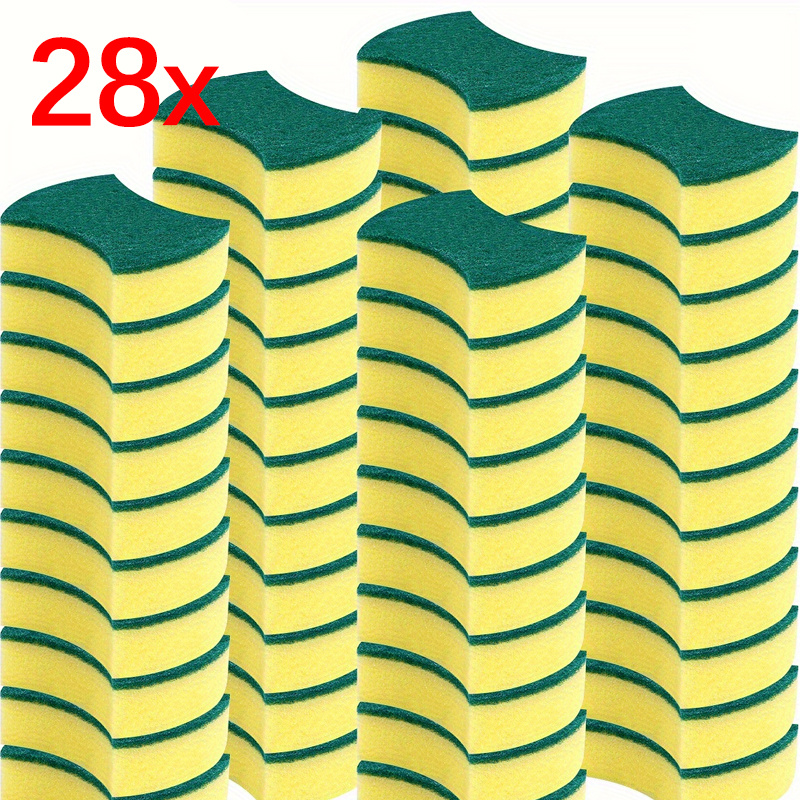 

28pcs Polyurethane Sponges, Double-sided, -resistant, , For Kitchen, Bathroom, Living Room, Bedroom, Glass & Outdoor Cleaning