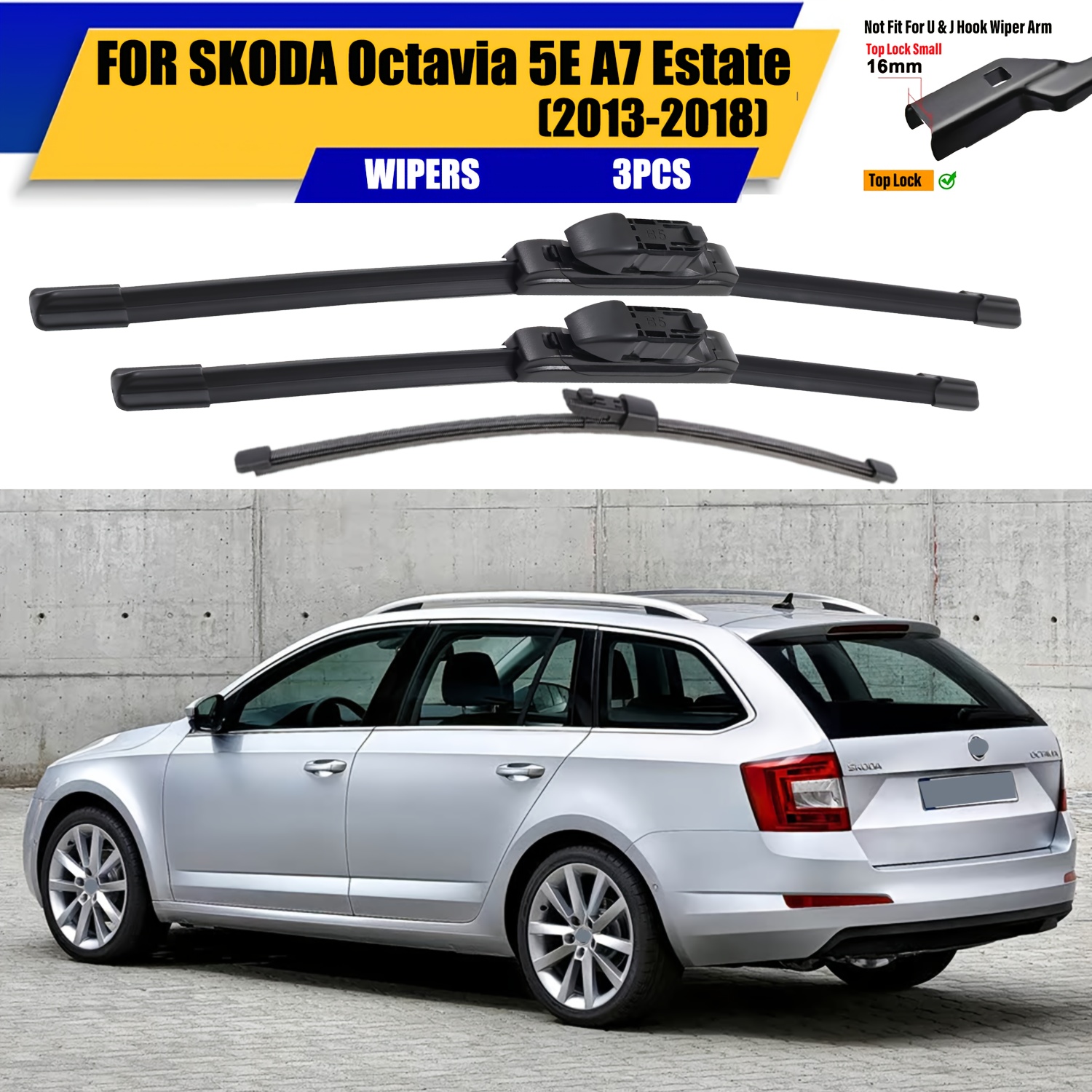 E-shop Hochwertige Ersatz-Windschutzscheibenwischer, entwickelt für die Skoda Octavia 5E A7 Estate (2013-2018), mit den Maßen 60,96 cm, 48, und 33,02