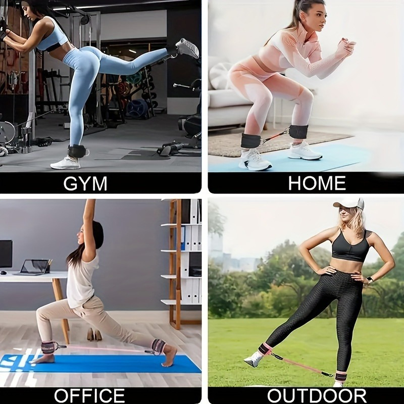 2/5pcs Fitness Rope Set, Leg Kicking Resistance Band Hip and Thigh Strength Training Ankle Strap Ties for Bodybuilding Pull-Up Rope