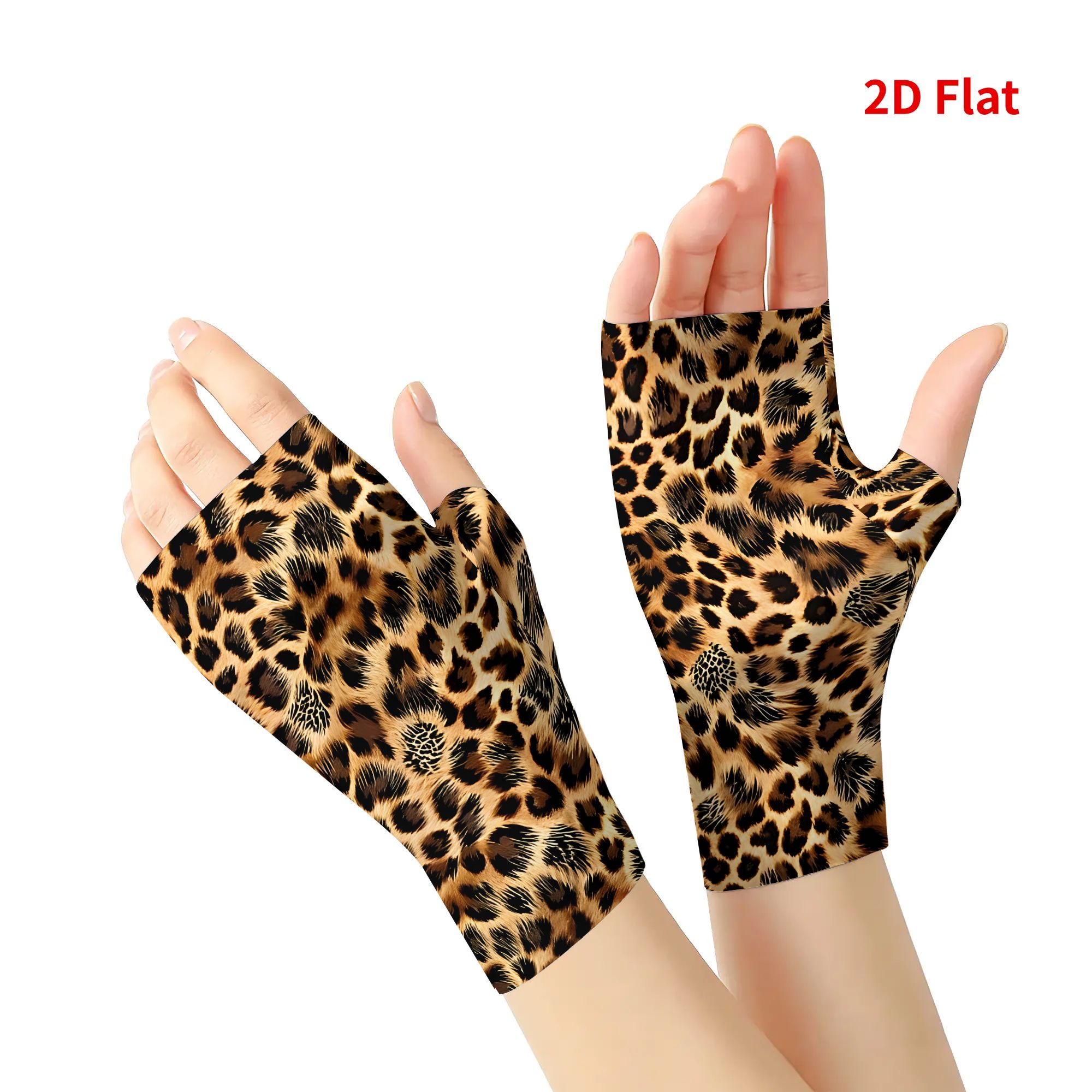TEMU Gants d'été fins à doigts apparents avec motif imprimé 2D pour homme ou femme, accessoires de main, idéaux cadeau